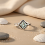 Load image into Gallery viewer, 925 Silver Aquamarine Ring for Women | Square Stone