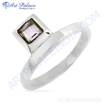 Load image into Gallery viewer, Sterling silver ring featuring a square-cut amethyst gemstone for women. Elegant amethyst jewelry.