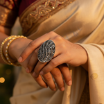 Load image into Gallery viewer, Anillo ovalado de marcasita de plata para mujer | Joyería llamativa