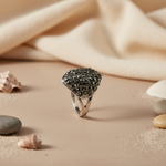 将图像加载到图库查看器中, Silver Black Gemstone Ring for Women | Cocktail Ring