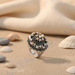 Load image into Gallery viewer, Silver Cocktail Ring with Mother of Pearl & Marcasite | Women's Ring