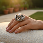 Load image into Gallery viewer, Silver Cocktail Ring with Mother of Pearl & Marcasite | Women's Ring
