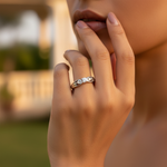 将图像加载到图库查看器中, Silver Three Stone Ring for Women | Diamond Ring Gift