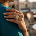 将图像加载到图库查看器中, gold plating Ring with White Gemstones | Pave Set Cocktail Ring