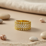 将图像加载到图库查看器中, gold plating Ring with White Gemstones | Pave Set Cocktail Ring