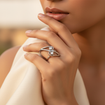 Load image into Gallery viewer, Silver Two Stone Diamond Ring | Engagement Ring | Gift