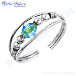 Load image into Gallery viewer, 925 sterling silver adjustable ring with blue crystal gemstone, perfect for women.