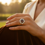 将图像加载到图库查看器中, Silver Garnet Ring for Women | Floral Design | Gift