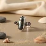 Load image into Gallery viewer, 925 Silver Pearl & Amethyst Ring for Women | Statement Jewelry