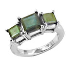 Load image into Gallery viewer, Silver 3 Stone Green Gemstone Ring for Women | Gift Jewelry