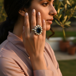 将图像加载到图库查看器中, 925 Silver Onyx & Pearl Ring for Women | Cocktail Ring