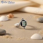 将图像加载到图库查看器中, 925纯银绿色石英戒指(女士款)| 礼品首饰