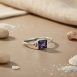 将图像加载到图库查看器中, 925 Silver Iolite Square Ring for Women | Gemstone Jewelry