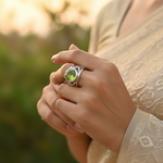 将图像加载到图库查看器中, 925 Sterling Silver Peridot Ring for Women | Gemstone Jewelry