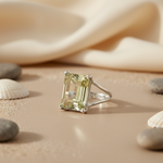 Load image into Gallery viewer, Silver Citrine Emerald Cut Ring for Women | Gemstone Jewelry