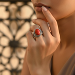 Load image into Gallery viewer, Anillo de coral rojo en plata 925 para mujer | Joyas con piedras preciosas