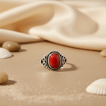 将图像加载到图库查看器中, 925 Silver Red Coral Ring for Women | Gemstone Jewelry Gift