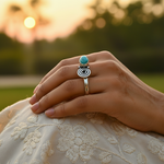 将图像加载到图库查看器中, 925 Silver Turquoise Stone Ring for Women | Spiral Design