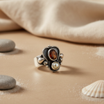 将图像加载到图库查看器中, 925 Silver Garnet & Pearl Ring for Women | Statement Jewelry