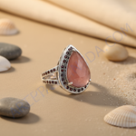 Load image into Gallery viewer, 925 Silver Pear-Cut Pink Gemstone Ring for Women