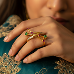 Load image into Gallery viewer, gold plating Ring with Emerald & Ruby Gemstones for Women