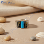 Load image into Gallery viewer, Anillo de plata 925 con turquesa para hombre | Joyas llamativas