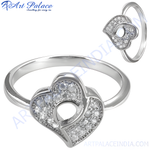 Load image into Gallery viewer, 925 sterling silver diamond heart ring, white diamonds, elegant design, women's fashion jewelry, gift for her