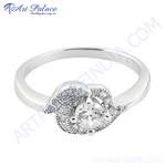 Load image into Gallery viewer, 925 sterling silver diamond ring for women. Brilliant round-cut diamond.