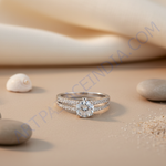 Load image into Gallery viewer, Anillo solitario de plata con diamantes para mujer | Anillo de compromiso