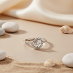 将图像加载到图库查看器中, 925 Silver Halo Diamond Ring for Women | Engagement Gift
