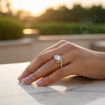 Load image into Gallery viewer, Anillo de compromiso solitario de plata | Diamante de talla redonda | Para ella