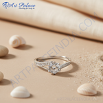 Load image into Gallery viewer, Anillo de compromiso solitario de plata | Circonita cúbica | Para mujer