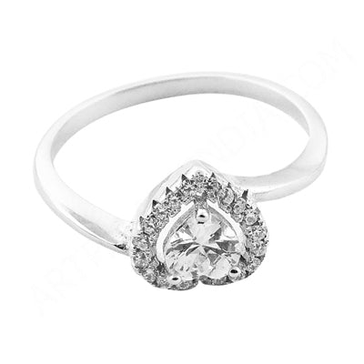 925 silver heart halo ring | diamond simulant | gift