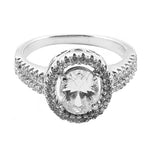 将图像加载到图库查看器中, 925 Silver Oval Halo Ring for Women | Anniversary Gift