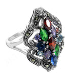 Load image into Gallery viewer, 925 Silver Multi-Gemstone Cocktail Ring for Women | Statement Jewelry