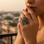 Load image into Gallery viewer, Anillo de marcasita con piedras preciosas en plata de ley 925 para mujer