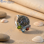 Load image into Gallery viewer, Anillo de marcasita con piedras preciosas en plata de ley 925 para mujer