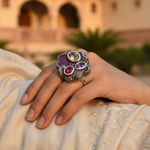 Load image into Gallery viewer, Anillo de plata 925 con múltiples piedras preciosas para mujer | Anillo de cóctel