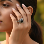 将图像加载到图库查看器中, 925 Silver Black Onyx Teardrop Ring for Women | Gift Jewelry