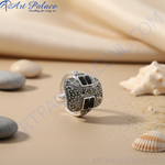 Load image into Gallery viewer, 925 Silver Marcasite Ring with Black Onyx Stones | For Women