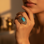 Load image into Gallery viewer, 925 Silver Turquoise & Marcasite Ring for Women | Gift Jewelry