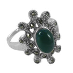 Load image into Gallery viewer, 925 Silver Green Onyx Ring with Marcasite for Women