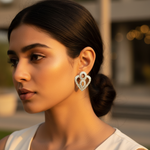 将图像加载到图库查看器中, 女士银色心形耳钉 | 水晶镶嵌礼物