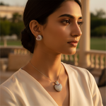 Load image into Gallery viewer, Silver Cubic Zirconia Earring & Pendant Set for Women