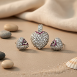 Load image into Gallery viewer, Silver Cubic Zirconia Earring & Pendant Set for Women