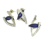 Load image into Gallery viewer, Silver Sapphire Jewelry Set | Stud Earrings & Pendant for Women