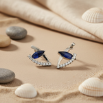 Load image into Gallery viewer, Silver Sapphire Jewelry Set | Stud Earrings & Pendant for Women