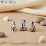 Load image into Gallery viewer, Juego de pendientes de rubí y plata | Joyas deslumbrantes para mujer | Regalo