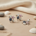 将图像加载到图库查看器中, Silver Flower Basket Earrings, Pendant Set | Gemstone Jewelry