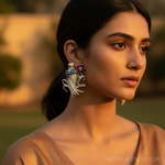 Load image into Gallery viewer, Silver Flower Earrings with Ruby & Sapphire | Women's Jewelry